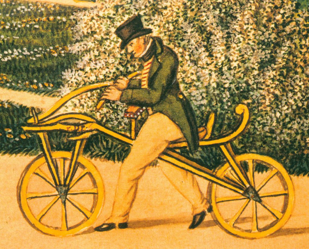 Karl von Drais auf Laufrad