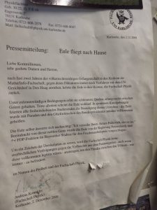 Pressemitteilung "Eule fliegt nach Hause"