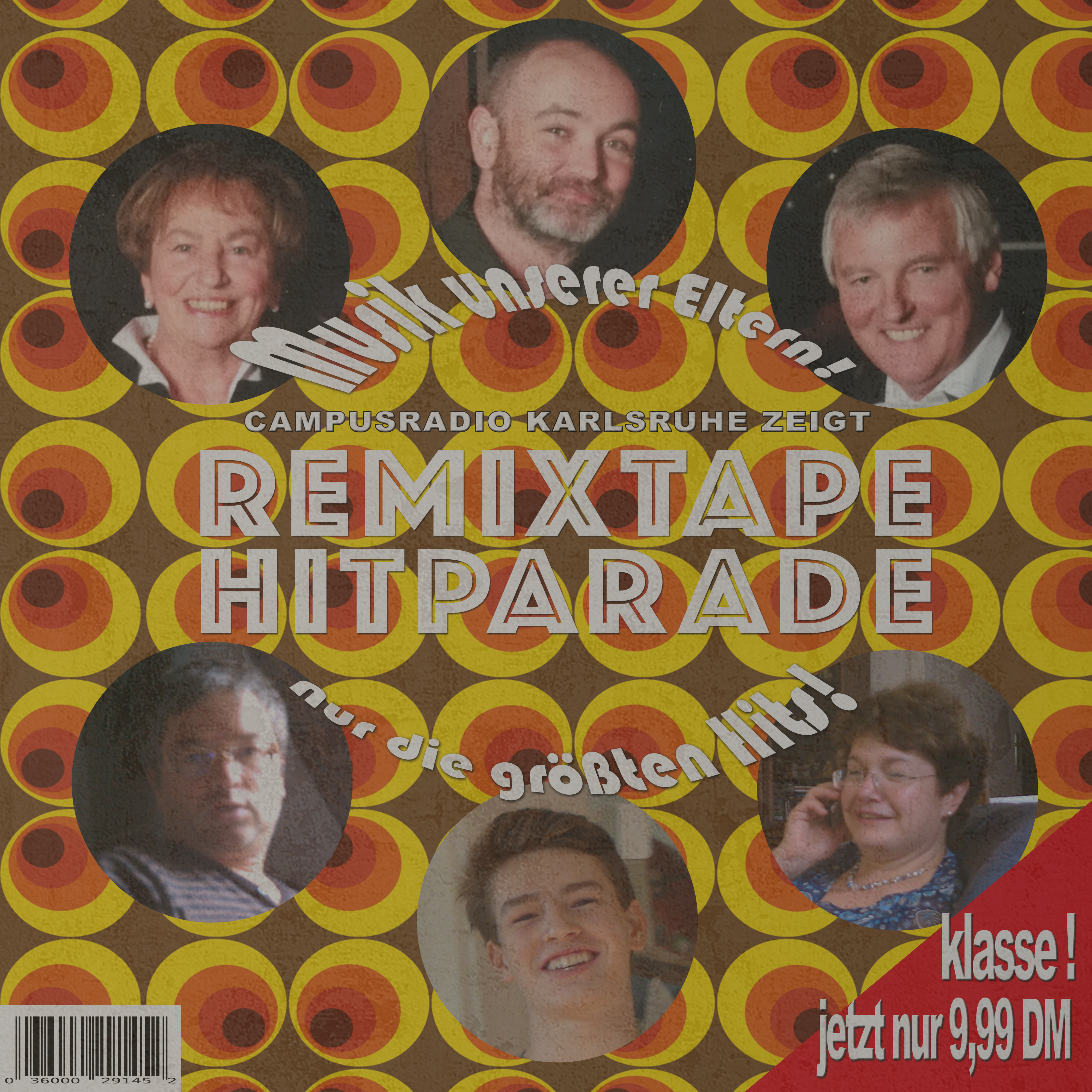 Platten-Cover mit Bildern von Moderatoren und ihren Eltern